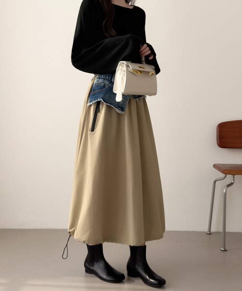 ABITOKYO(アビトーキョー)の「裾ドロストレイヤードデニムベルトスカート(スカート・レディース・カーキ/ブラック/ベージュ・FREE)」の20枚目の写真