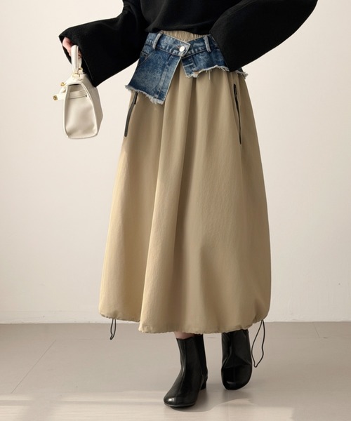 ABITOKYO(アビトーキョー)の「裾ドロストレイヤードデニムベルトスカート(スカート・レディース・カーキ/ブラック/ベージュ・FREE)」の21枚目の写真