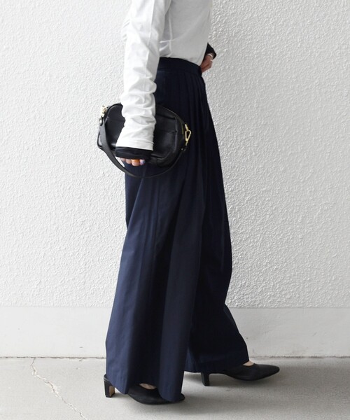 SHIPS any(シップス エニィ)の「SHIPS any:〈洗濯機可能〉タイプライター イージー ワイド パンツ(その他パンツ・レディース・ネイビー/ベージュ・38/36)」の15枚目の写真