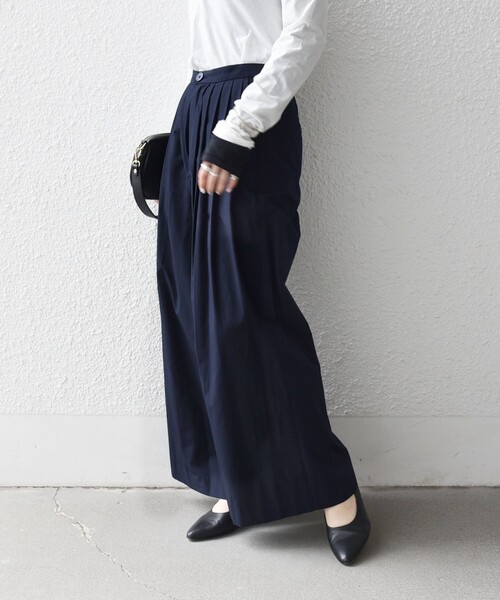 SHIPS any(シップス エニィ)の「SHIPS any:〈洗濯機可能〉タイプライター イージー ワイド パンツ(その他パンツ・レディース・ネイビー/ベージュ・38/36)」の17枚目の写真