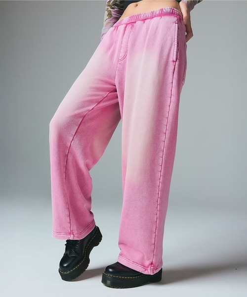 X-girl(エックスガール)の「FACE LABEL WASHED SWEATPANTS(スウェットパンツ・レディース・ブラック/ライトブルー/ピンク・S/M)」の1枚目の写真