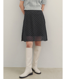 シフォンチェックミニスカート_チャコール