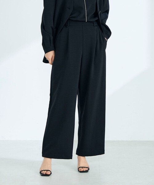 fredy emue(フレディエミュ)の「【セットアップ対応】パウダリーツイルイージーセミワイドパンツ(その他パンツ・レディース・ブラック/ベージュ/ネイビー・38/36)」の2枚目の写真