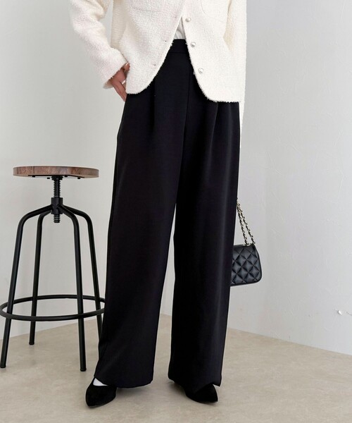 fredy emue(フレディエミュ)の「【セットアップ対応】パウダリーツイルイージーセミワイドパンツ(その他パンツ・レディース・ブラック/ベージュ/ネイビー・38/36)」の7枚目の写真