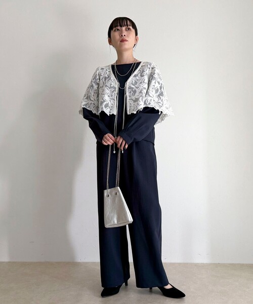 fredy emue(フレディエミュ)の「【セットアップ対応】パウダリーツイルイージーセミワイドパンツ(その他パンツ・レディース・ブラック/ベージュ/ネイビー・38/36)」の10枚目の写真