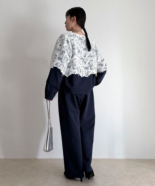 fredy emue(フレディエミュ)の「【セットアップ対応】パウダリーツイルイージーセミワイドパンツ(その他パンツ・レディース・ブラック/ベージュ/ネイビー・38/36)」の11枚目の写真