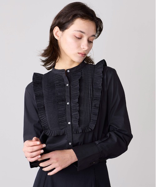 Marilyn Moon（マリリンムーン）の「tuck pleats jabot blouse（シャツ/ブラウス・レディース・ホワイト/ベージュ/ブラック・FREE）」の4枚目の写真