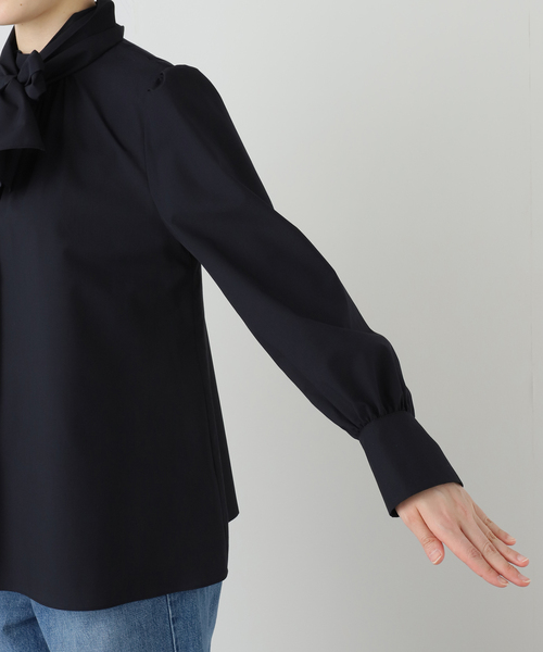 La TOTALITE(ラトータリテ)の「【洗える】ボータイ2WAYブラウス(シャツ/ブラウス・レディース・ネイビー/ホワイト・FREE)」の4枚目の写真