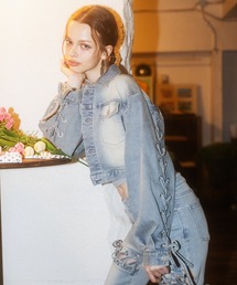 SPIRALGIRL | レースアップデニムショートジャケット(デニムジャケット)