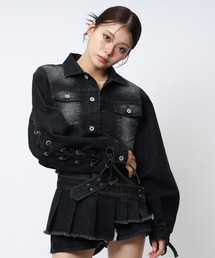 SPIRALGIRL（スパイラルガール）の「レースアップデニムショートジャケット（デニムジャケット）」