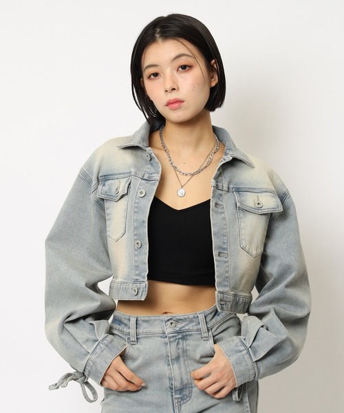 SPIRALGIRL（スパイラルガール）の「レースアップデニムショートジャケット（デニムジャケット・レディース・ブルー/ブラック・FREE）」の10枚目の写真