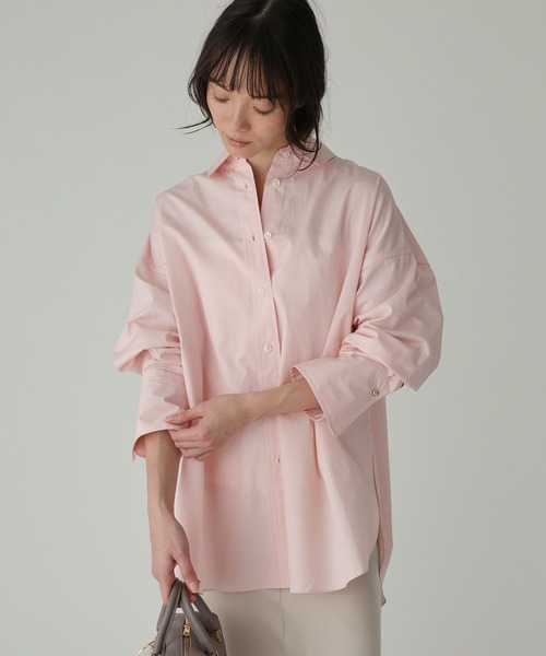 BABYLONE（バビロン）の「コットンオーバーシャツ（シャツ/ブラウス・レディース・サックスブルー/ベージュ/ピンク/ホワイト・フリー）」の4枚目の写真