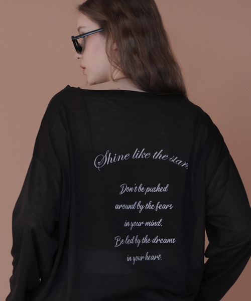 Mili affinity(ミリアフィニティー)の「バックプリント2WAYワンショルシアーTシャツ(Tシャツ/カットソー・レディース・ベージュ/ピンク/ブラック/オフホワイト/グレー・FREE)」の22枚目の写真