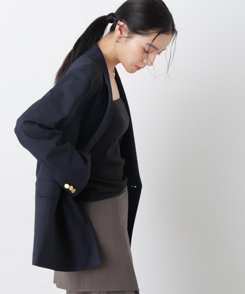 NANO universe（ナノユニバース）の「トロストレッチダブルジャケット(セットアップ可)（テーラードジャケット・レディース・その他1/ダークネイビー・M/S）」の5枚目の写真