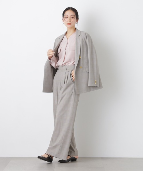 NANO universe（ナノユニバース）の「トロストレッチダブルジャケット(セットアップ可)（テーラードジャケット・レディース・その他1/ダークネイビー・M/S）」の18枚目の写真