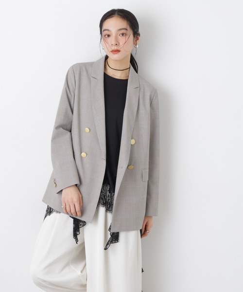 NANO universe（ナノユニバース）の「トロストレッチダブルジャケット(セットアップ可)（テーラードジャケット・レディース・その他1/ダークネイビー・M/S）」の10枚目の写真