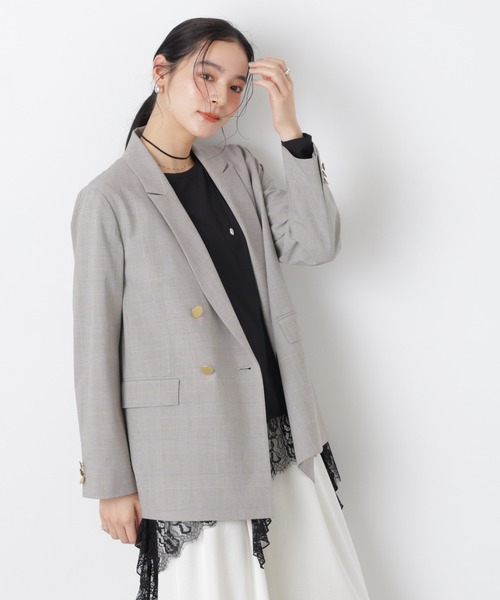 NANO universe（ナノユニバース）の「トロストレッチダブルジャケット(セットアップ可)（テーラードジャケット・レディース・その他1/ダークネイビー・M/S）」の12枚目の写真