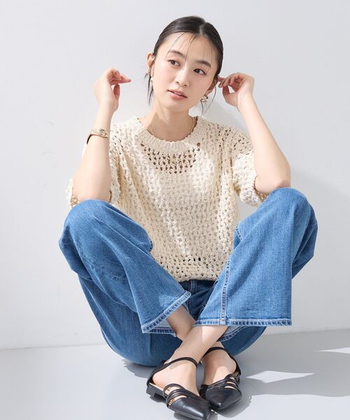 INDIVI（インディヴィ）の「【洗える／ラメ混／5分袖】イタリア糸ファンシーヤーンニット（ニット/セーター・レディース・ベージュ系その他7/ライトグレー系3/ブルー系8・38/13/15 /05）」の10枚目の写真