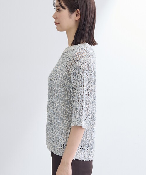 INDIVI（インディヴィ）の「【洗える／ラメ混／5分袖】イタリア糸ファンシーヤーンニット（ニット/セーター・レディース・ベージュ系その他7/ライトグレー系3/ブルー系8・38/13/15 /05）」の18枚目の写真