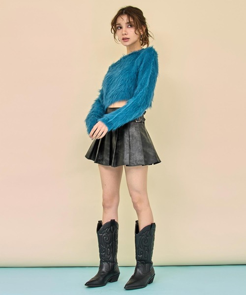 ANAP(アナップ)の「vintage加工 フェイクレザー プリーツ ミニ スカート(スカート・レディース・ブラウン/ブラック・S/M)」の7枚目の写真