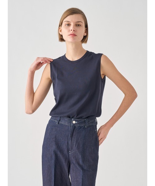 ノースリーブコットンニットプルオーバー