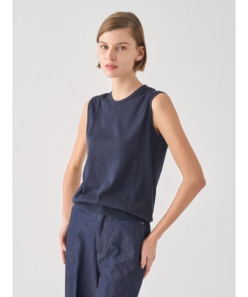 JOHN SMEDLEY(ジョンスメドレー)の「ノースリーブコットンニットプルオーバー(ニット/セーター・レディース・ネイビー・S/M)」の4枚目の写真