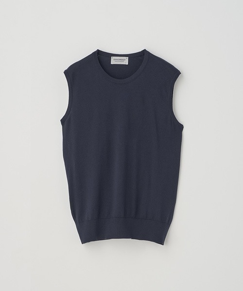JOHN SMEDLEY(ジョンスメドレー)の「ノースリーブコットンニットプルオーバー(ニット/セーター・レディース・ネイビー・S/M)」の2枚目の写真
