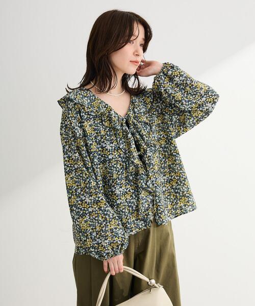Green Parks(グリーンパークス)の「花柄フリルブラウス(シャツ/ブラウス・レディース・ブラック/グリーン/サックスブルー・FREE)」の14枚目の写真