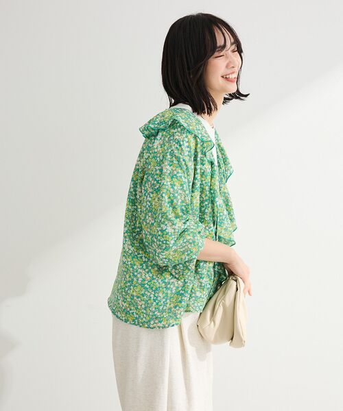 Green Parks(グリーンパークス)の「花柄フリルブラウス(シャツ/ブラウス・レディース・ブラック/グリーン/サックスブルー・FREE)」の18枚目の写真