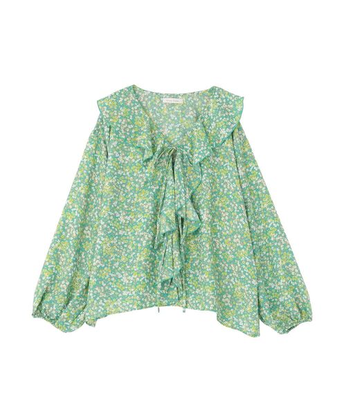 Green Parks(グリーンパークス)の「花柄フリルブラウス(シャツ/ブラウス・レディース・ブラック/グリーン/サックスブルー・FREE)」の22枚目の写真