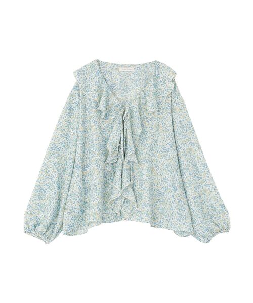 Green Parks(グリーンパークス)の「花柄フリルブラウス(シャツ/ブラウス・レディース・ブラック/グリーン/サックスブルー・FREE)」の21枚目の写真