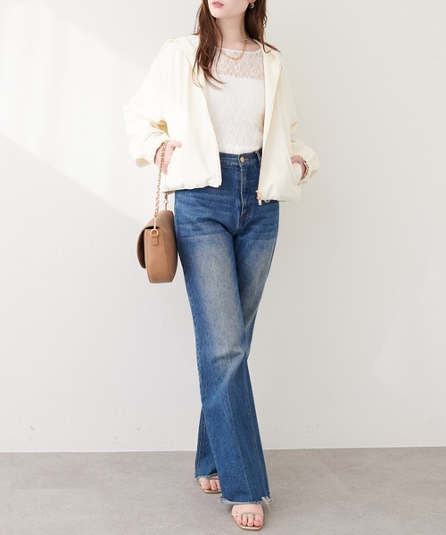 natural couture(ナチュラルクチュール)の「フード付きショート丈ブルゾン(ブルゾン・レディース・ブラウン/アイボリー/カーキ/スミクロ・FREE)」の22枚目の写真