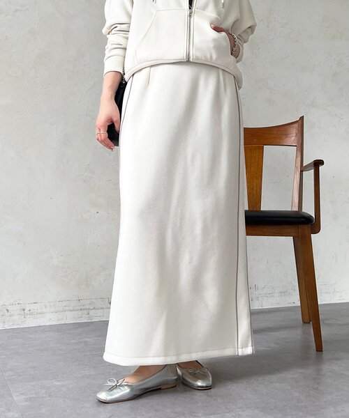 un dix cors(アンディコール)の「ボンディングスカート(スカート・レディース・ブラック/アイボリー/ブルー系その他・FREE)」の4枚目の写真