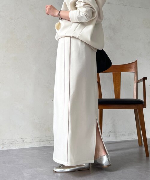 un dix cors(アンディコール)の「ボンディングスカート(スカート・レディース・ブラック/アイボリー/ブルー系その他・FREE)」の5枚目の写真