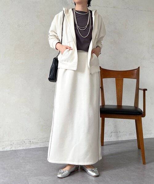 un dix cors(アンディコール)の「ボンディングスカート(スカート・レディース・ブラック/アイボリー/ブルー系その他・FREE)」の6枚目の写真