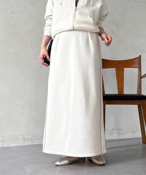 un dix cors(アンディコール)の「ボンディングスカート(スカート・レディース・ブラック/アイボリー/ブルー系その他・FREE)」の7枚目の写真