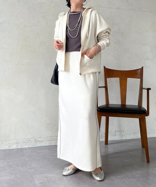 un dix cors(アンディコール)の「ボンディングスカート(スカート・レディース・ブラック/アイボリー/ブルー系その他・FREE)」の8枚目の写真