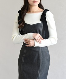 31 Sons de mode | 2026春夏新作 肩リボンデニムライクジャンスカ(ジャンパースカート)