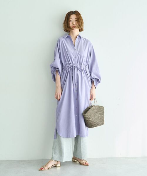 YECCA VECCA（イェッカヴェッカ）の「【UVカット】2way袖バルーンワンピース（シャツワンピース・レディース・ライトベージュ/グリーン系その他3/ラベンダー/チャコールグレー・FREE）」の15枚目の写真
