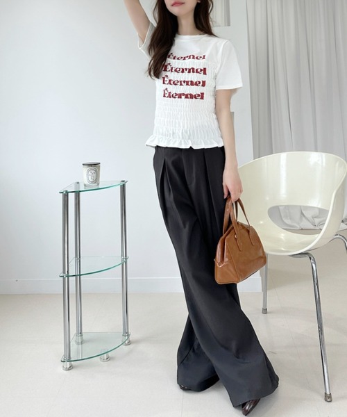 Ada.（エイダ）の「シャーリング コンパクト Tシャツ（Tシャツ/カットソー・レディース・オフホワイト/グレー/ネイビー・FREE）」の18枚目の写真