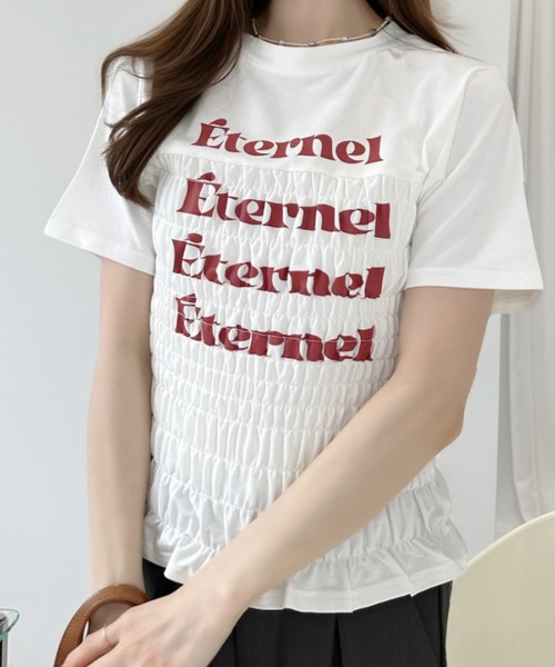 Ada.（エイダ）の「シャーリング コンパクト Tシャツ（Tシャツ/カットソー・レディース・オフホワイト/グレー/ネイビー・FREE）」の12枚目の写真
