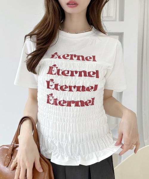 Ada.（エイダ）の「シャーリング コンパクト Tシャツ（Tシャツ/カットソー・レディース・オフホワイト/グレー/ネイビー・FREE）」の15枚目の写真