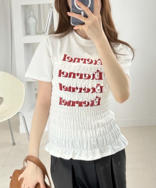 Ada.（エイダ）の「シャーリング コンパクト Tシャツ（Tシャツ/カットソー・レディース・オフホワイト/グレー/ネイビー・FREE）」の16枚目の写真