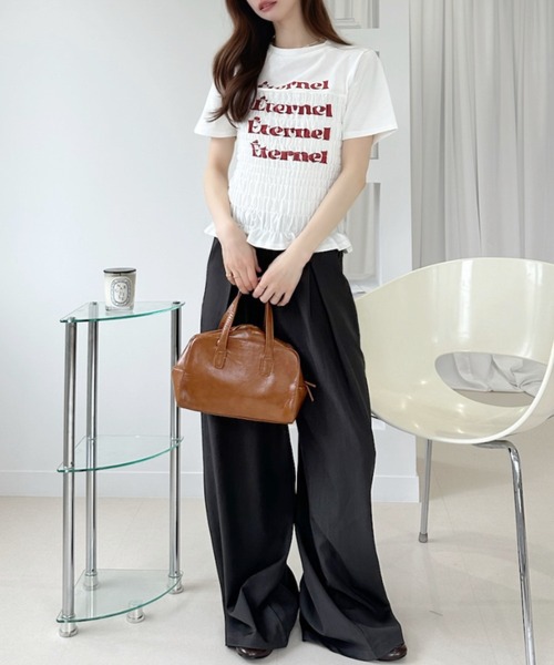 Ada.（エイダ）の「シャーリング コンパクト Tシャツ（Tシャツ/カットソー・レディース・オフホワイト/グレー/ネイビー・FREE）」の7枚目の写真