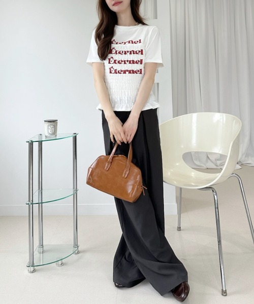 Ada.（エイダ）の「シャーリング コンパクト Tシャツ（Tシャツ/カットソー・レディース・オフホワイト/グレー/ネイビー・FREE）」の8枚目の写真