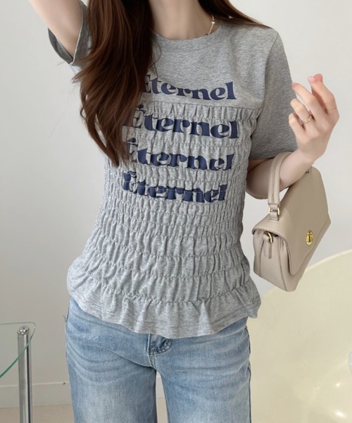 Ada.（エイダ）の「シャーリング コンパクト Tシャツ（Tシャツ/カットソー・レディース・オフホワイト/グレー/ネイビー・FREE）」の20枚目の写真