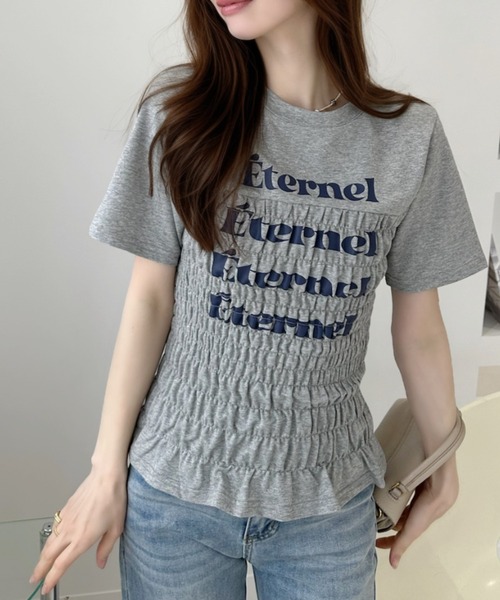 Ada.（エイダ）の「シャーリング コンパクト Tシャツ（Tシャツ/カットソー・レディース・オフホワイト/グレー/ネイビー・FREE）」の19枚目の写真