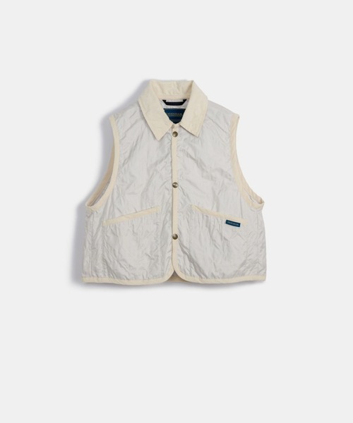 LAVENHAM(ラベンハム)の「Unwadded Cropped Raydon Gilet Womens / アンワディッド クロップド レイドン ジレ ウィメンズ(ベスト・レディース・ダークブラック/ブラウン/オフホワイト・8/10/12)」の2枚目の写真