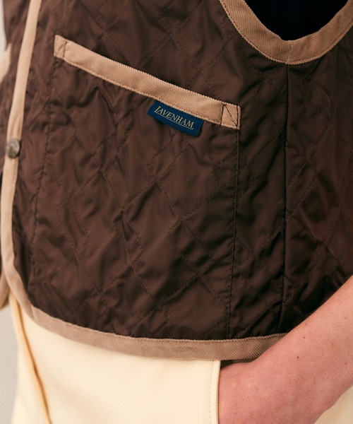 LAVENHAM(ラベンハム)の「Unwadded Cropped Raydon Gilet Womens / アンワディッド クロップド レイドン ジレ ウィメンズ(ベスト・レディース・ダークブラック/ブラウン/オフホワイト・8/10/12)」の11枚目の写真