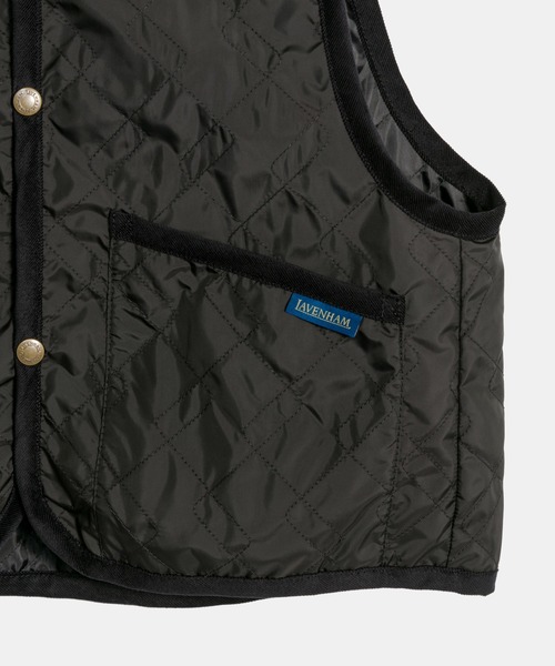 LAVENHAM(ラベンハム)の「Unwadded Cropped Raydon Gilet Womens / アンワディッド クロップド レイドン ジレ ウィメンズ(ベスト・レディース・ダークブラック/ブラウン/オフホワイト・8/10/12)」の4枚目の写真
